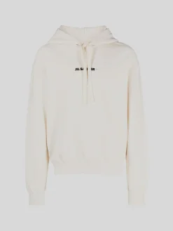 JIL SANDER Felpe<FELPA HOODIE LOGO Bianco, Nero