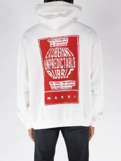 MARNI Felpe<FELPA HOODIE LOGO BOX Bianco, Rosso