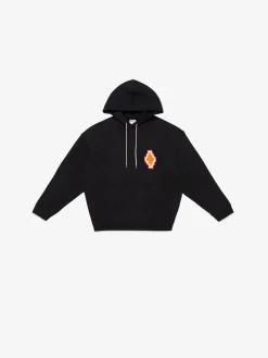 MARCELO BURLON Felpe<FELPA HOODIE MACRAME CROSS PATCH Arancione, Nero
