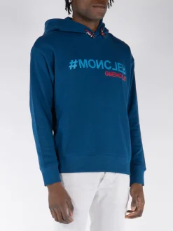 MONCLER GRENOBLE Felpe<FELPA HOODIE PRINTED LOGO Blu, Rosso