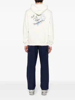 DROLE DE MONSIEUR Felpe<FELPA HOODIE SLOGAN ESQUISSE Bianco