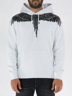 MARCELO BURLON Felpe<FELPA ICON WINGS REGULAR HOODIE Bianco, Nero