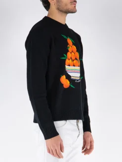 CASABLANCA Felpe<FELPA PYRAMIDE D'ORANGES INTARSIA JUMPER Arancione, Nero