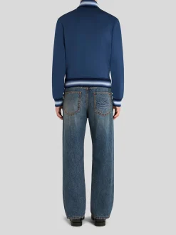 ETRO Felpe<FELPA ZIP REGULAR CON LOGO Bianco, Blu