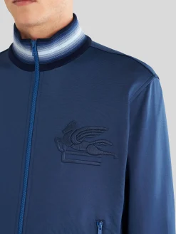 ETRO Felpe<FELPA ZIP REGULAR CON LOGO Bianco, Blu