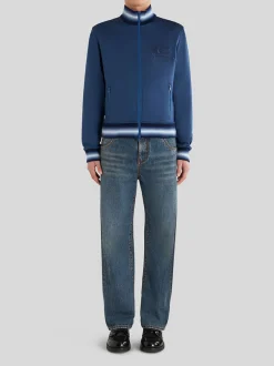 ETRO Felpe<FELPA ZIP REGULAR CON LOGO Bianco, Blu