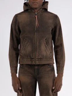 ARIES Giacche<GIACCA ACID WASH OVERSIZED DENIM Marrone