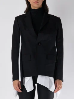 SACAI Giacche<GIACCA BLAZER MONOPETTO CON INSERTI Bianco, Nero