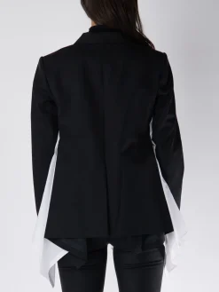 SACAI Giacche<GIACCA BLAZER MONOPETTO CON INSERTI Bianco, Nero