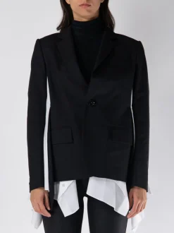 SACAI Giacche<GIACCA BLAZER MONOPETTO CON INSERTI Bianco, Nero