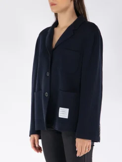 THOM BROWNE Giacche<GIACCA CROPPED SACK IN WOOL MILANO Nero