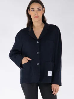 THOM BROWNE Giacche<GIACCA CROPPED SACK IN WOOL MILANO Nero