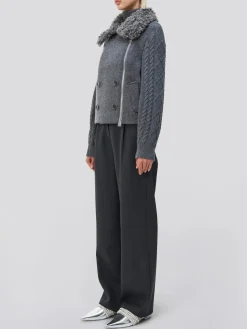 SIMKHAI. Giacche<GIACCA GIOVANA CABLE KNIT SLEEVE JACKET Grigio