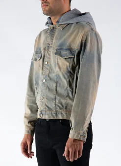 REPRESENT CLOTHING Giacche<GIACCA HOODED IN DENIM Azzurro