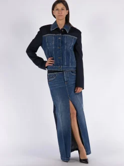 STELLA MCCARTNEY Giacche<GIACCA IN DENIM CON SPALLINE Blu, Nero