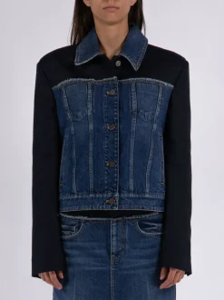 STELLA MCCARTNEY Giacche<GIACCA IN DENIM CON SPALLINE Blu, Nero