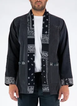 Giacche<GIACCA KIMONO NORAGI IN DENIM Bianco, Grigio, Nero