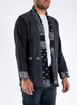 Giacche<GIACCA KIMONO NORAGI IN DENIM Bianco, Grigio, Nero