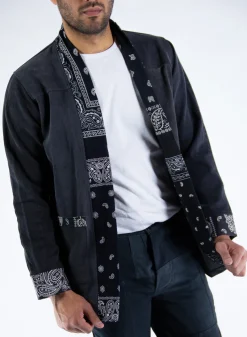 Giacche<GIACCA KIMONO NORAGI IN DENIM Bianco, Grigio, Nero