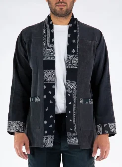 Giacche<GIACCA KIMONO NORAGI IN DENIM Bianco, Grigio, Nero