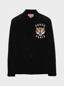 KENZO Giacche<GIACCA LUCKY TIGER PADDED COACH Arancione, Nero