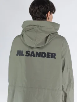JIL SANDER Giacche<GIACCA MILITARY FISHTAIL PARKA WITH HOODIE Verde