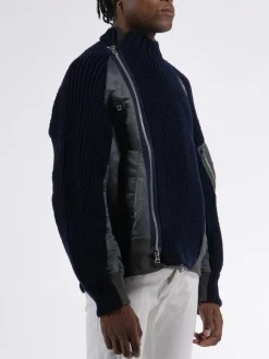 SACAI Giacche<GIACCA NYLON TWILL MIX BLOUSON Blu, Grigio