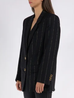 ALESSANDRA RICH Giacche<GIACCA OVERSIZED LIGHT WOOL LUREX Giallo, Nero