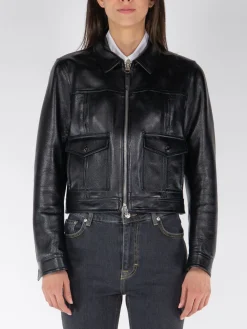 TOM FORD Giacche<GIACCA SHINY GRAINY CALD LEATHER BLOUSON Nero