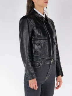 TOM FORD Giacche<GIACCA SHINY GRAINY CALD LEATHER BLOUSON Nero