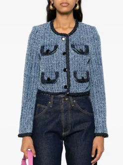SELF-PORTRAIT Giacche<GIACCA TEXTURED DENIM Azzurro, Blu