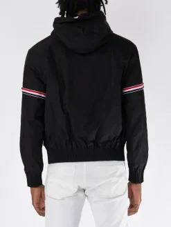 THOM BROWNE Giacche<GIUBBOTTO ARMBAND HOODED Bianco, Nero, Rosso