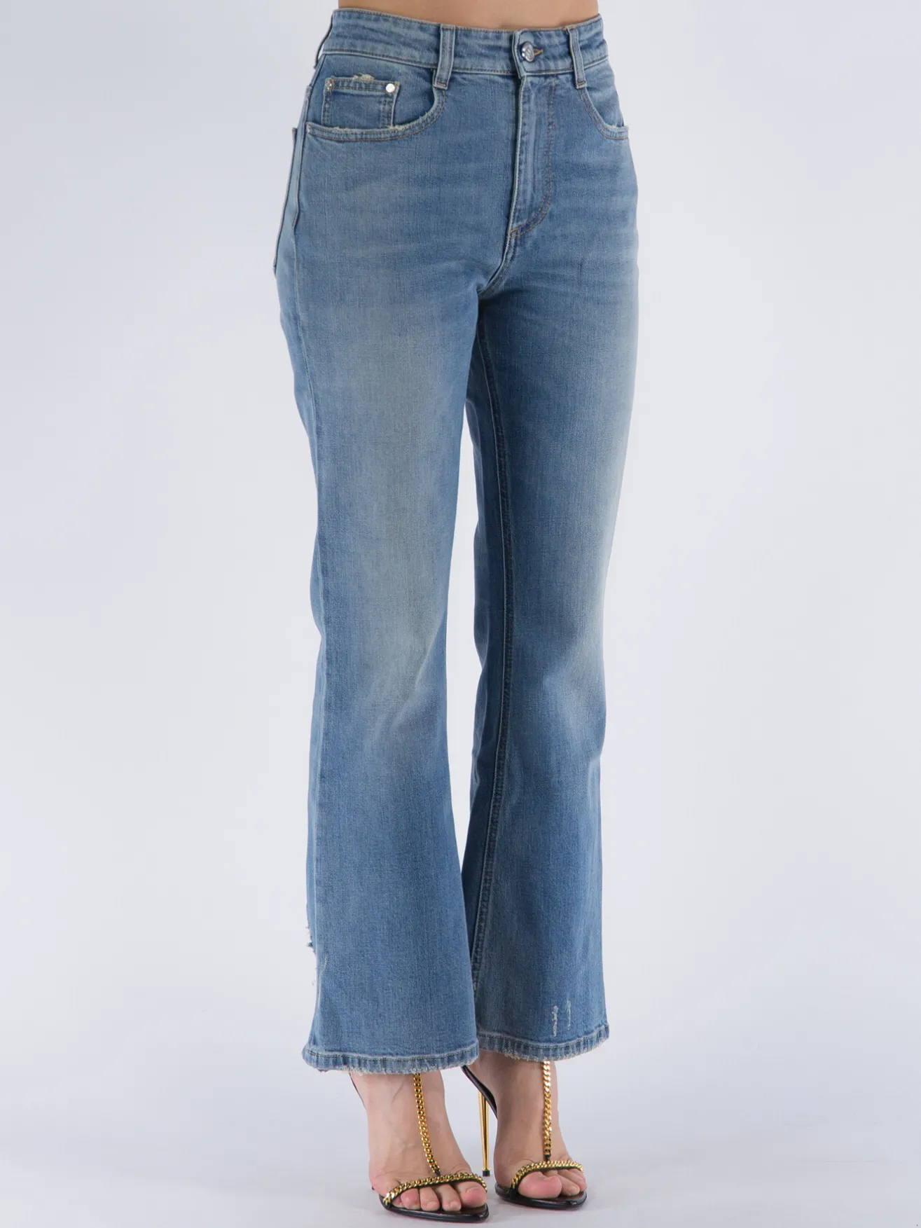 STELLA MCCARTNEY Jeans<JEANS LIGHT BLUE VINTAGE 90'S CROP FLARE Azzurro