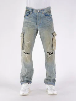 PURPLE BRAND Jeans<JEANS RELAXED CARGO DIRTY Azzurro