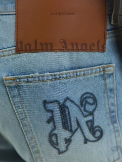 PALM ANGELS Jeans<JEANS SFUMATO TAPERED DENIM Azzurro