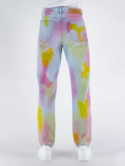 PALM ANGELS Jeans<JEANS WASH TIE DYE DENIM Arancione, Azzurro, Giallo, Multicolor, Fuxia