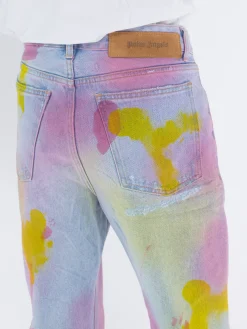 PALM ANGELS Jeans<JEANS WASH TIE DYE DENIM Arancione, Azzurro, Giallo, Multicolor, Fuxia