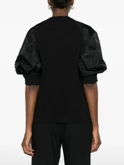 SACAI T-Shirt<MAGLIA IN NYLON TWILL COTTON Nero