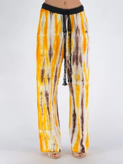 WALES BONNER Pantaloni<PANTALONE AIR JERSEY Giallo, Marrone, Nero