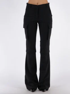 ANDREADAMO Pantaloni<PANTALONE FLANNEL MULTIPOCKETS FLARE Nero