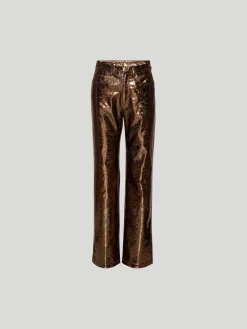 ROTATE BIRGER CHRISTENSEN Pantaloni<PANTALONE HIGH WAIST TEXTURED Marrone