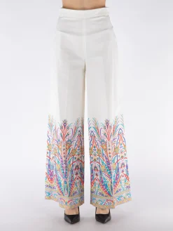 ETRO Pantaloni<PANTALONE IN COTONE CON STAMPA Bianco, Viola