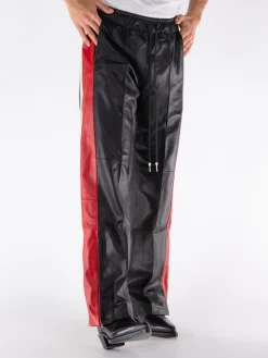 NAHMIAS Pantaloni<PANTALONE LEATHER TRACK Bianco, Nero, Rosso