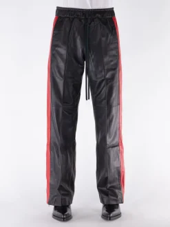 NAHMIAS Pantaloni<PANTALONE LEATHER TRACK Bianco, Nero, Rosso