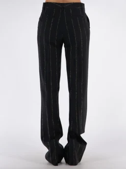 ALESSANDRA RICH Pantaloni<PANTALONE LIGHT WOOL LUREX PINSTRIPE Nero