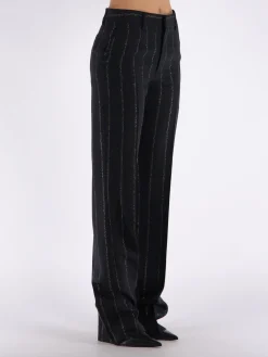 ALESSANDRA RICH Pantaloni<PANTALONE LIGHT WOOL LUREX PINSTRIPE Nero