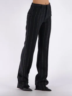 ALESSANDRA RICH Pantaloni<PANTALONE LIGHT WOOL LUREX PINSTRIPE Nero