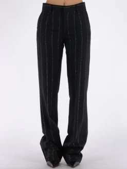 ALESSANDRA RICH Pantaloni<PANTALONE LIGHT WOOL LUREX PINSTRIPE Nero