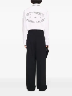 OFF-WHITE Pantaloni<PANTALONE OW EMB WOOL DARTED Nero