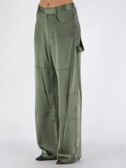 DION LEE Pantaloni<PANTALONE SATIN WORK Verde
